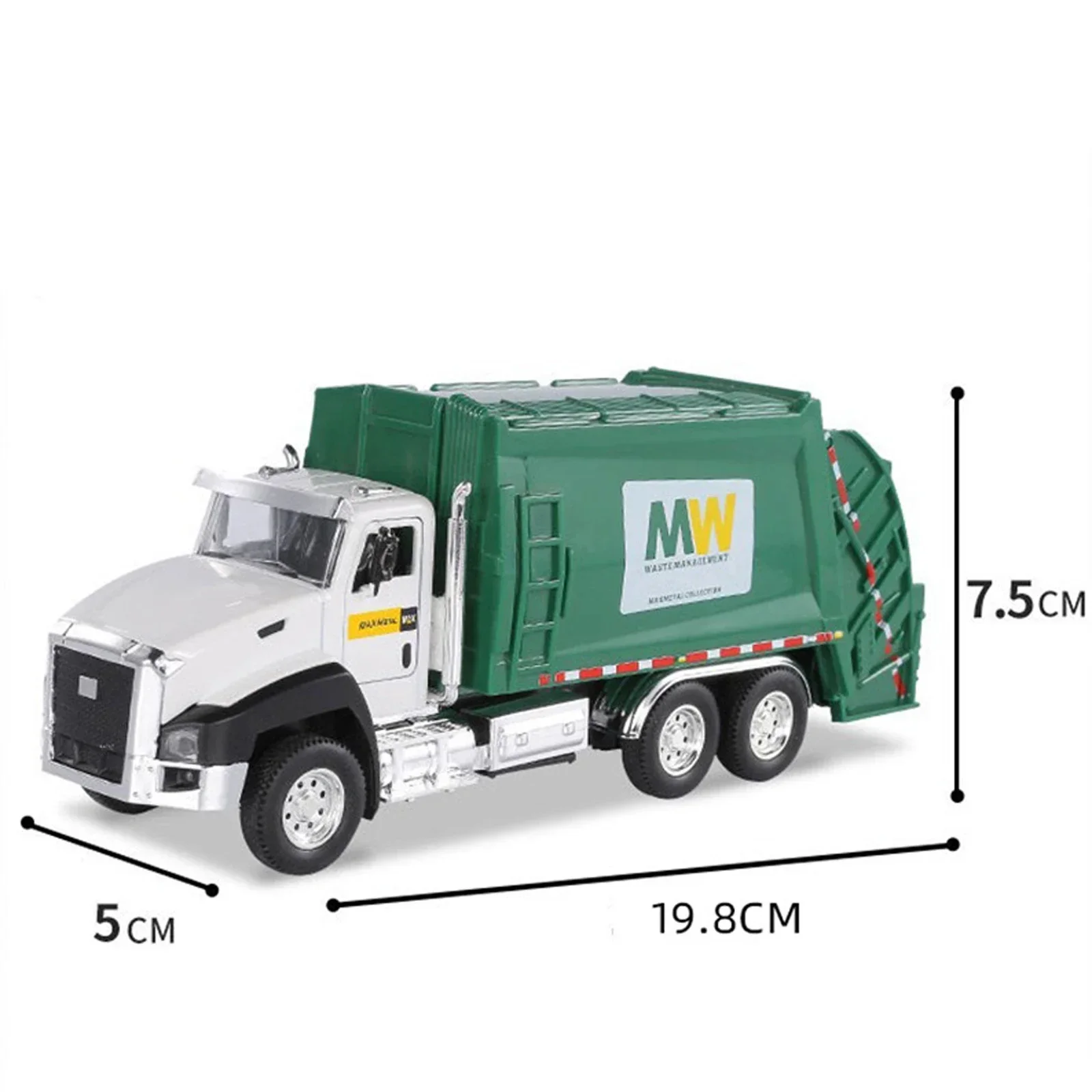 Modèle réduit de camion à ordures pour enfant, échelle 1:50, moulé sous pression, avec dos côtelé, voiture, jouet, cadeau de Noël, haute qualité