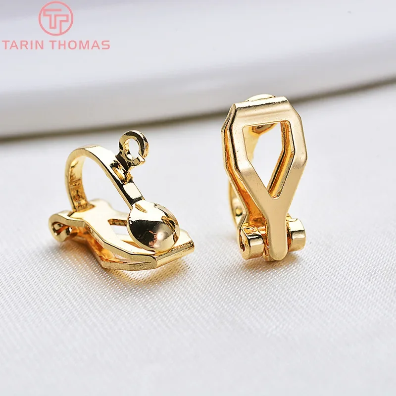 Clip para pendientes de Latón chapado en oro de 24K, 10 piezas, 10x16MM, alta calidad, para hacer joyas, DIY, 2136