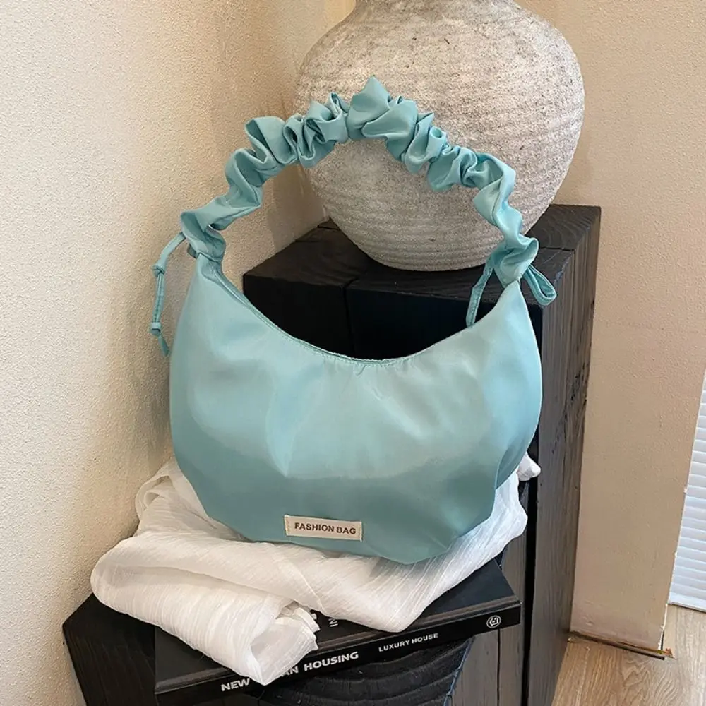 

Fashion Designer Pleated Shoulder Bag Solid Color Casual Hobos Crossbody Bag Leightweight Large Capacity Women's Tote Bag Female