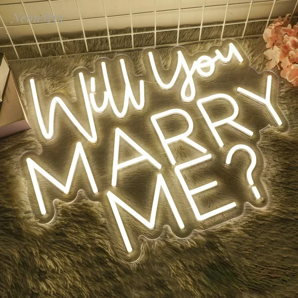 Will You Marry Me Neon Sign Propose Marriage Wedding Party Wall Art Hanging Decor Wall Lamps Home Room Wall Decoration 12 Colors