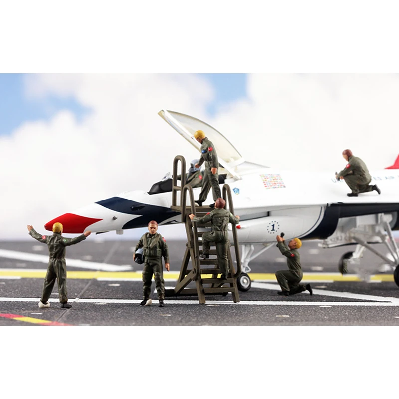 1:72 Scale 7Pcs Air Force Ground Service Pilots With Ladder Model Action Figure Dolls Toys DIY Scene Accessory Collection Gifts