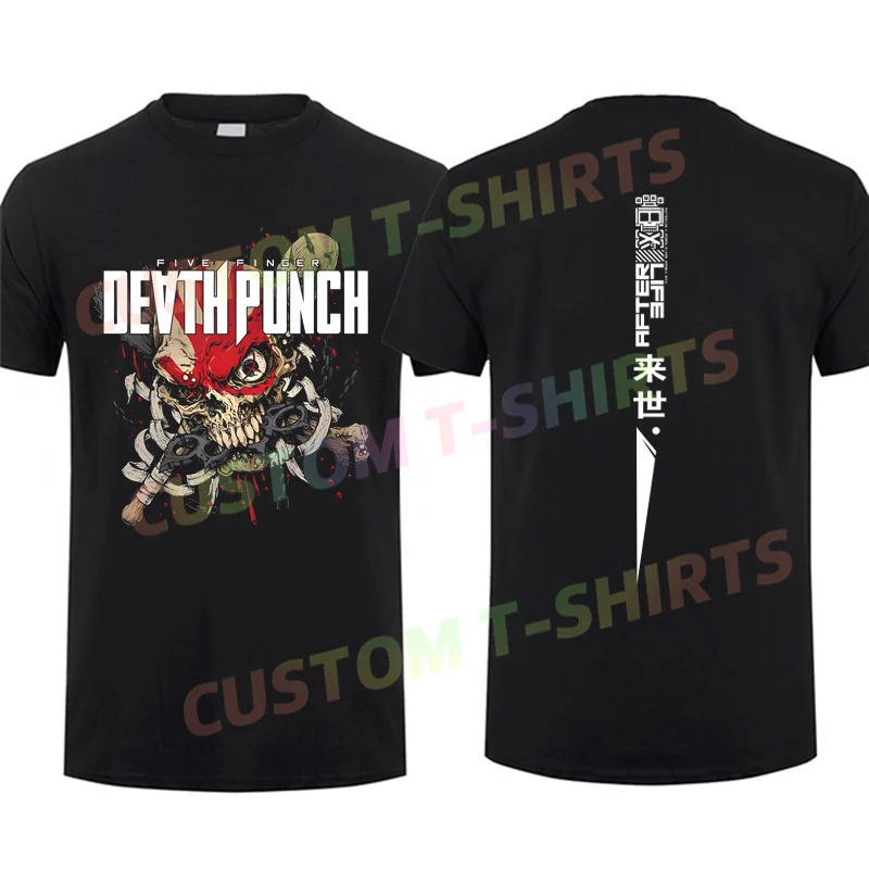 2024 Men T Shirt Casual AfterLife T-Shirt Black By Five Finger Death Punch Graphic Summer Short Sleeves 100% Cotton S-3XL Tee