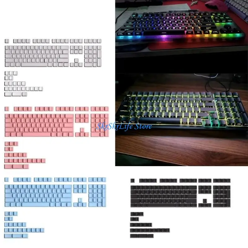 E65E 131Keys Backlights Keycaps, Throught Side Print Keycaps Set, PBT OEM Height