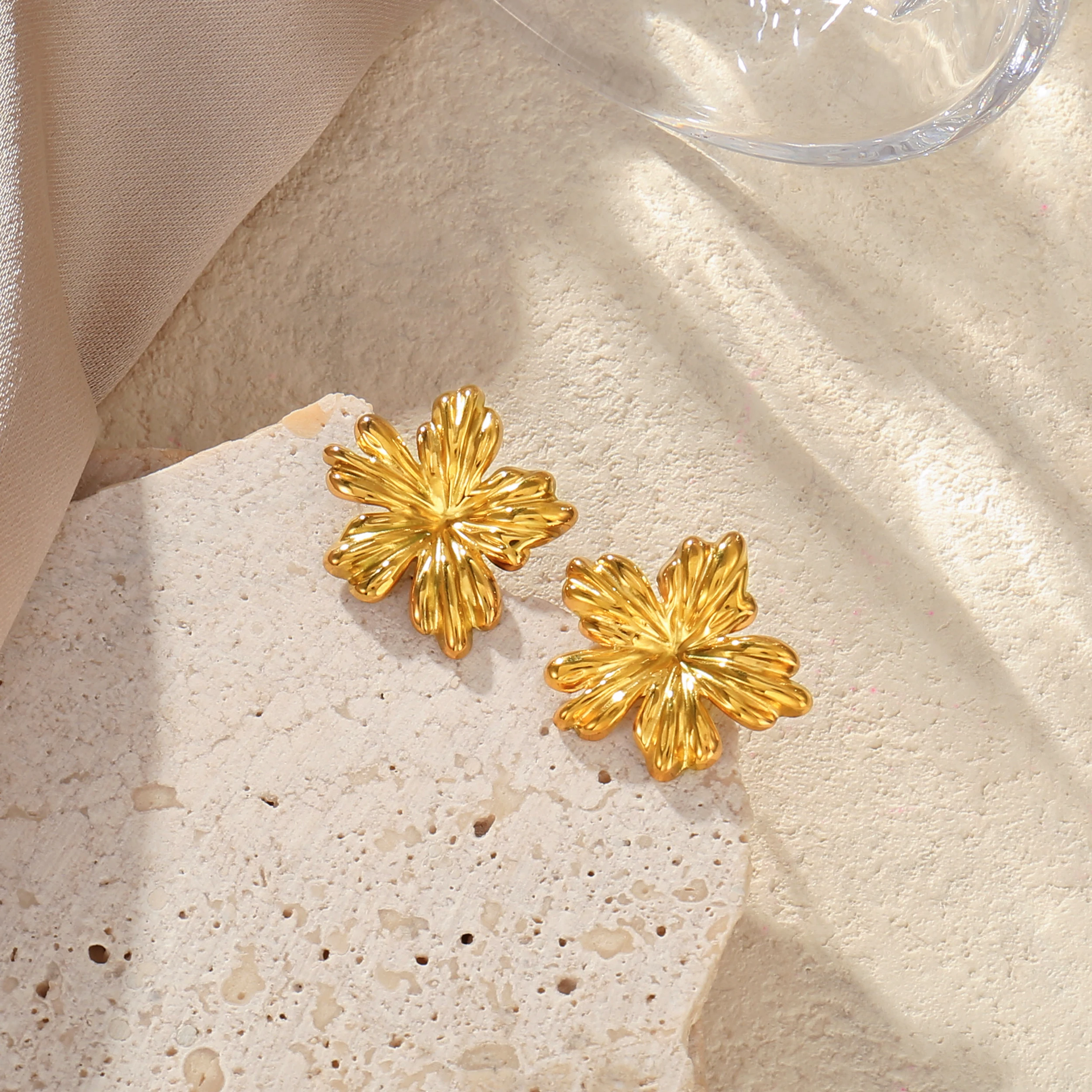 Badu New Irregular Flower Stud Earrings for Women Stainless Steel Statement Earrings Trendy Fashion Party Jewelry