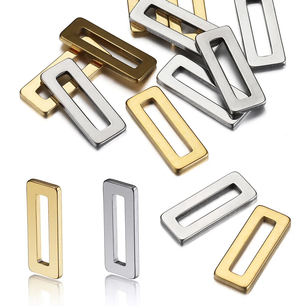 20pcs Stainless Steel Rectangle Frame Charms Pendants for DIY Jewelry Making Supplies