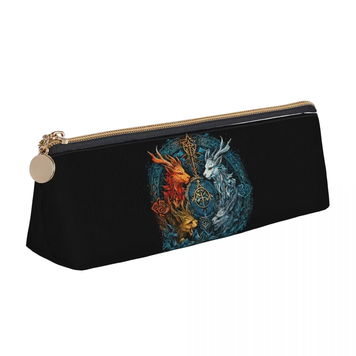 Mystic Symbols Devil And Vegvisir Gothic Pentagram And Viking Compass Pencil Case for School Pen Box Pencil Bag Pen Holder Bag