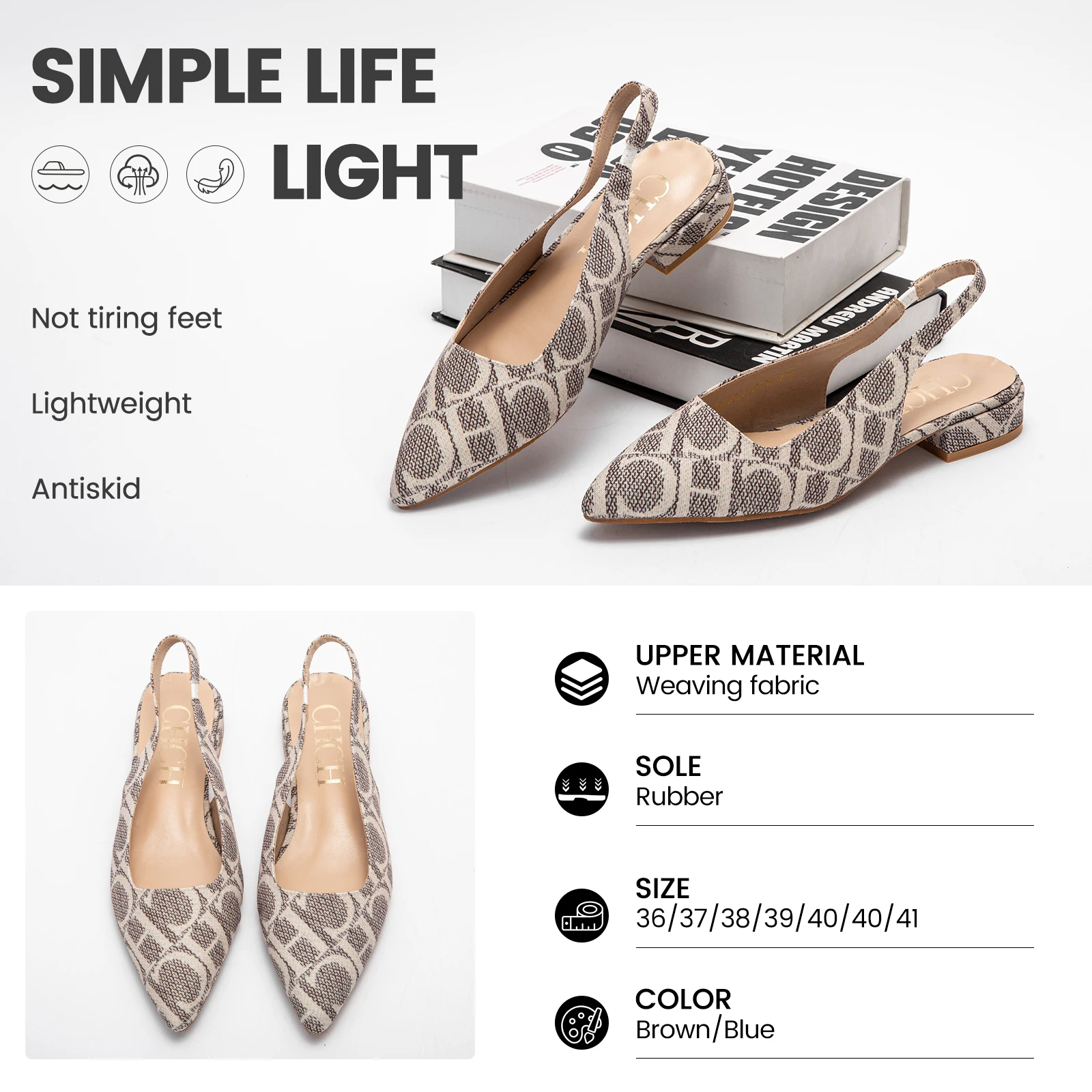 

Classic Style Fashion Women's Heeled Single Shoes Wear Comfortable Letter Print Design Retro Versatile