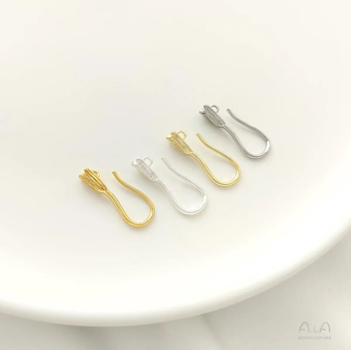 Brass Gold Plated Tulip Ear Hooks With Hanging Loop DIY Handmade Dangle Earring Jewelry Findings Available In Two Tones