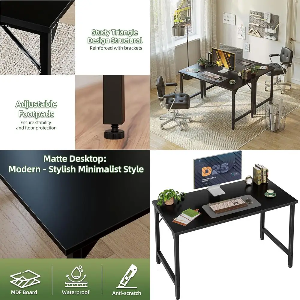 

Compact 40 Black Gaming & Study Desk with Adjustable Feet for Home Office and Kids