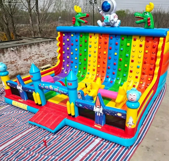 Kids Outdoor Climbing Wall - Space Theme Inflatable Rock Climbing Wall