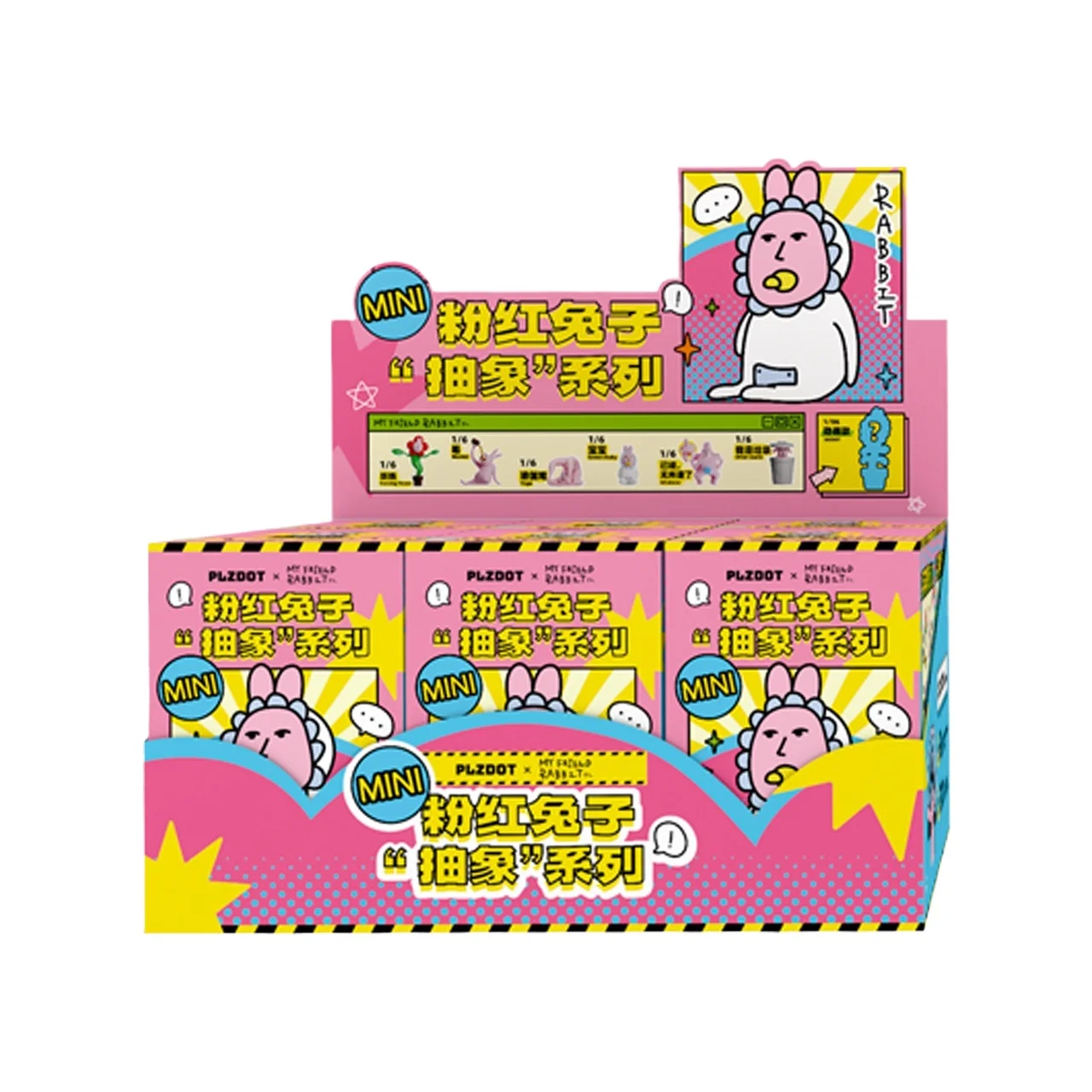 Różowy Królik Abstrakcyjna Seria Mini Blind Box Figurka Zabawka Śmieszny Prezent Dla Przyjaciół Nietypowe Królicze Zabawki Kolekcjonerskie Modny Blind Box