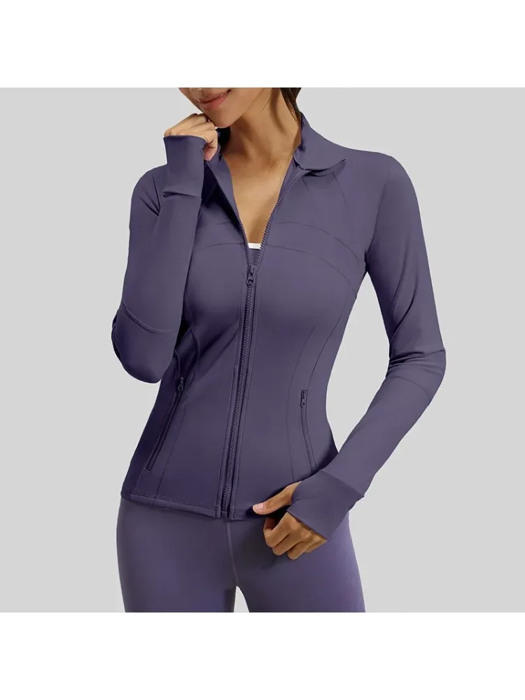 AliExpress NONE Quick Dry Stand Collar Fitness Jacket For Women Slim-Fit Zipper Pocket Yoga Tops Long Sleeve Tight Running Sports Cycling Jacket