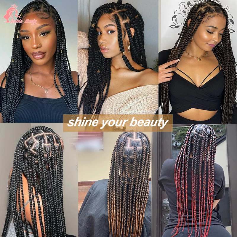 Perruque Synthétique Full Lace Wig Sans Nministériels ds pour Femme Noire, Tresses sulfde 36 Pouces, Cornrows Box