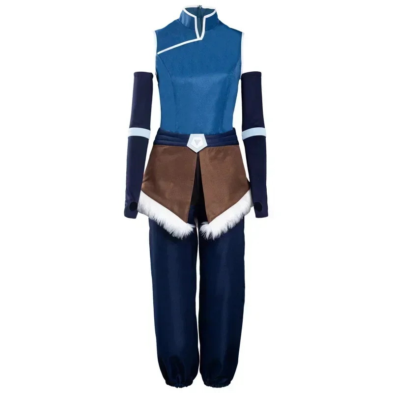 Avatar: The Legend Season 4 Korra Cosplay Women Costume Top Pants Set Outfits Blue Vest Girls Full Cloth Halloween Carnival Suit