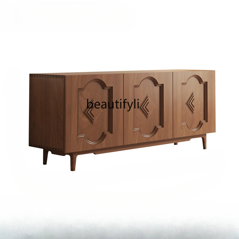 

New Chinese Style Solid Wood Sideboard Small Apartment Entrance Cabinet Balcony Door Home Locker Economical Modern Minimalist