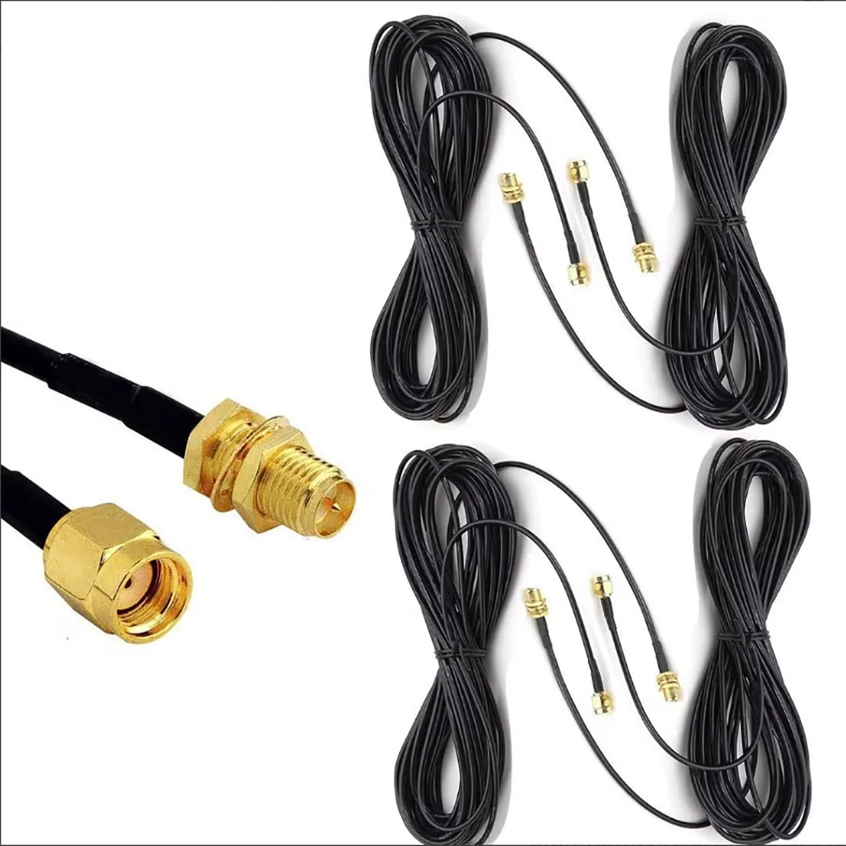 

1Pcs 15cm 30cm 50cm 75cm 100cm 3M 5M 10M 20MRG174 RPSMA MALE to RPSMA FEMALE Bulkhead Nut Coax RF Extension Cable Jumper Pigtail