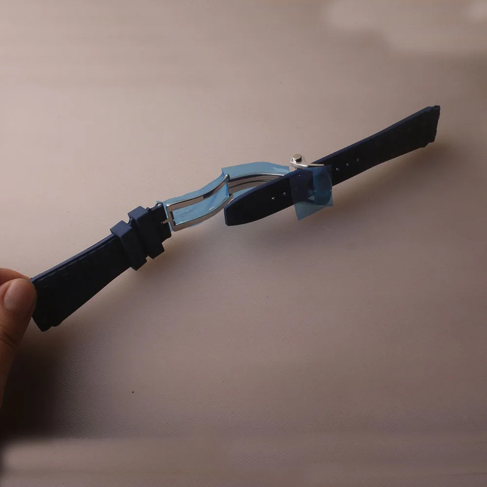 Watchband for Men's mechanical watch Avenger Superocean Strap Soft fluororubber Bracelets fold deployment Wristband Diving Bands