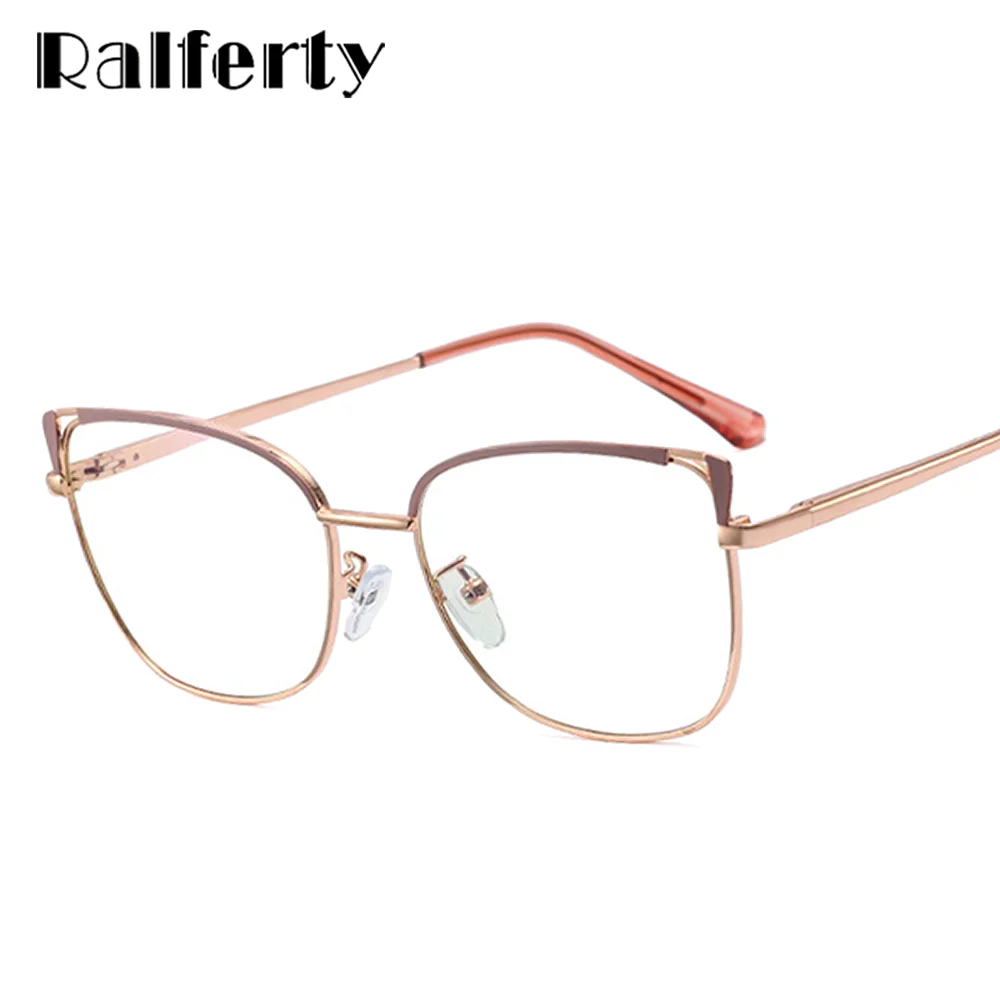 

Ralferty 2022 Ins Womens Glasses Frame Cat Eye Metal Anti Blue Light Eyeglass Frame for Women Prescription Spectacle Zero Degree