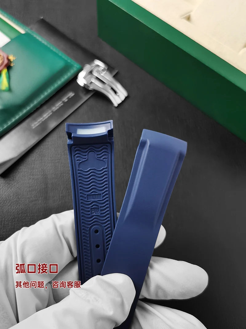 FUYIJIA Custom O-MEGA SEAMASTER600 Original Watchband 20MM×18MM 22MM×20MM Curved Interface Rubber Strap Folding Buckle Wristband