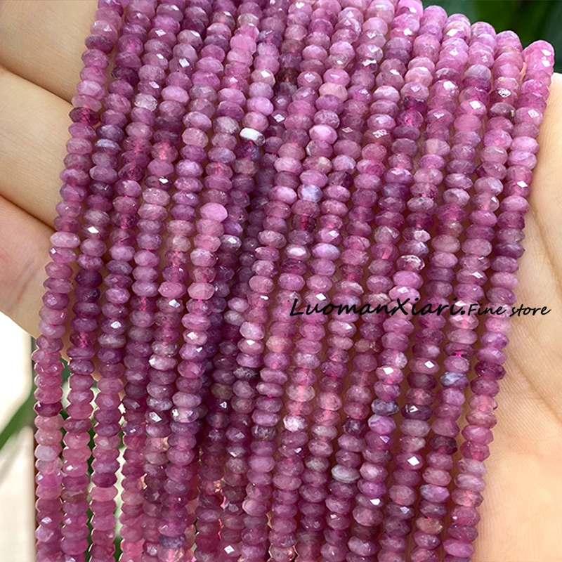 2x5mm Faceted Rondelle Natural Stone AA  Red Tourmaline Loose Spacer Beads for Jewelry Making DIY Bracelet Accessories 15''