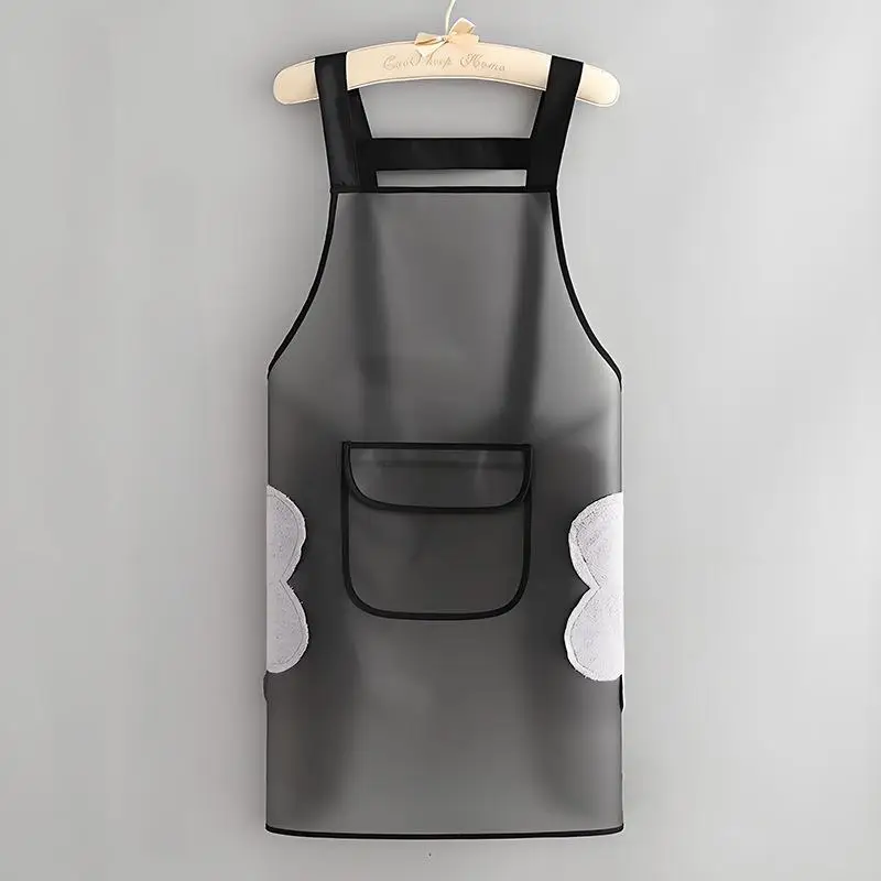 

Водонепроницаемый кухонный фартук, бытовой маслостойкий рабочий фартук из ТПУ, прозрачный черный грязезащитный фартук для чистки