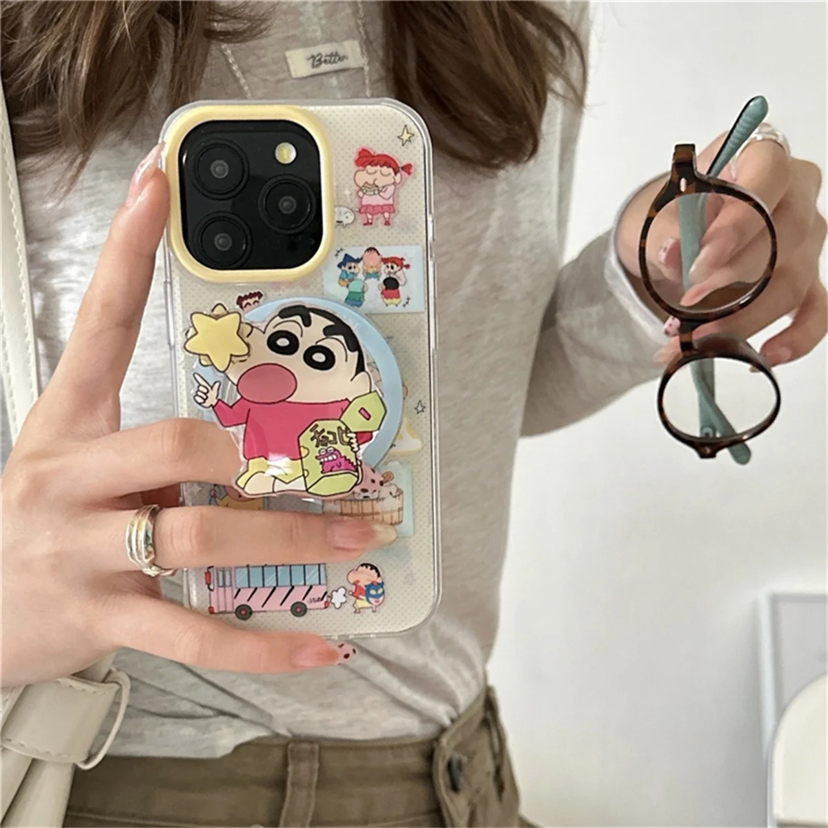 

Funny Cute Cartoon Boy Magnetic Phone Case For iPhone 16 Pro 15 14 13 Pro Max Cover with Stand Cases For Magsafe Funda