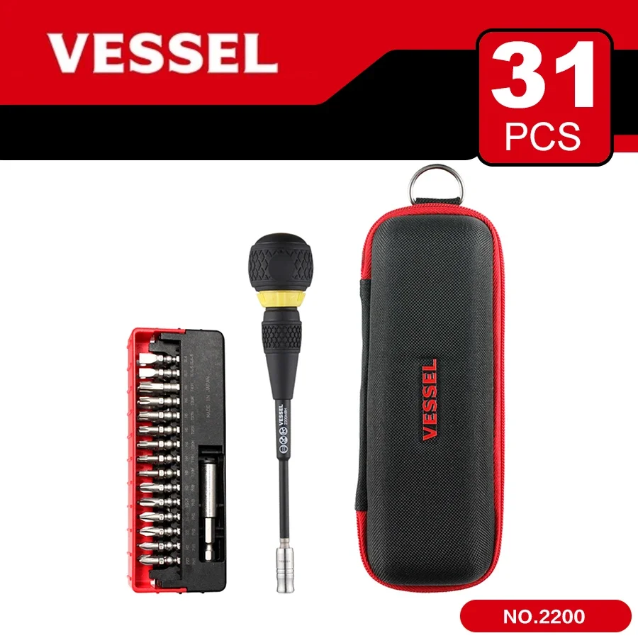 

VESSEL NO. 2200 + 31PCS Ratchet Screwdriver Sets 1/4'' Original Imported Screwdriver Bit Set