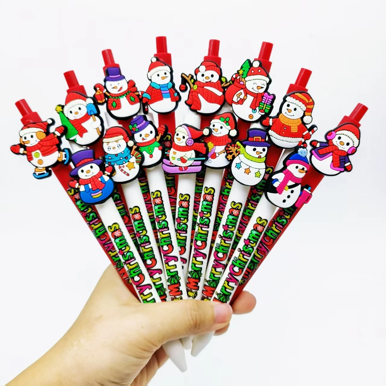 

6 шт./13 шт., Рождественский снеговик, вечеринка, нашивка, печатная ручка, масштабируемая шариковая ручка, праздничный подарок, канцелярские принадлежности