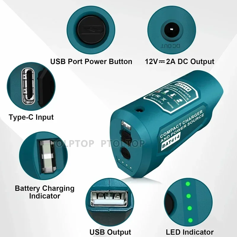 USB Power Source Charger Adapter for Milwaukee/Bosch/Makita10.8V-12V Lithium-Ion Battery  for Heated Jackets