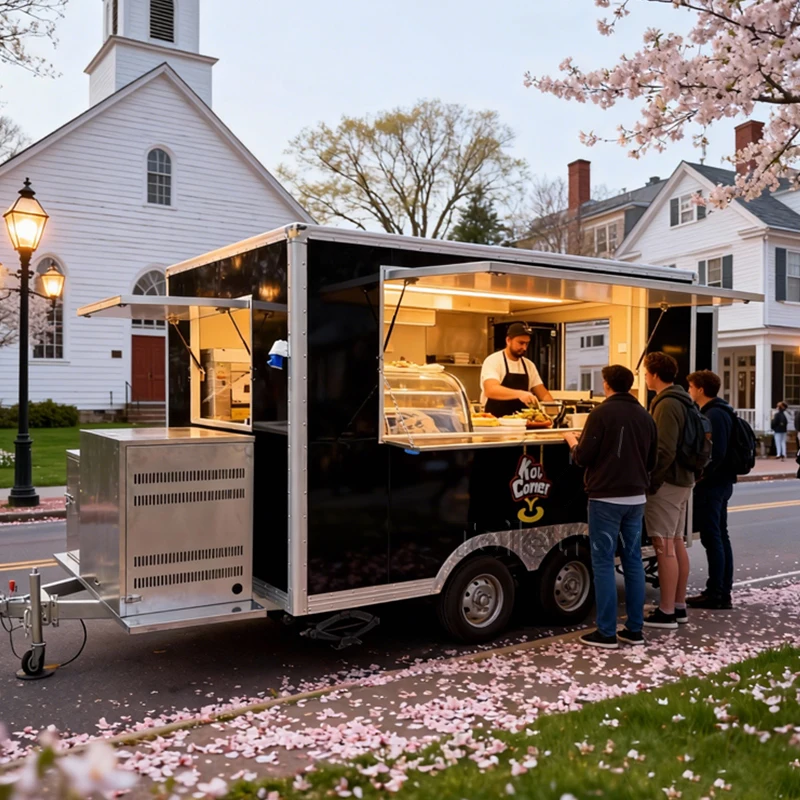 

Mini Outdoor Mobile Food Truck Trailer Hot Dog Fast Food Truck Fully Equipped Food Trailer with Air Conditioner