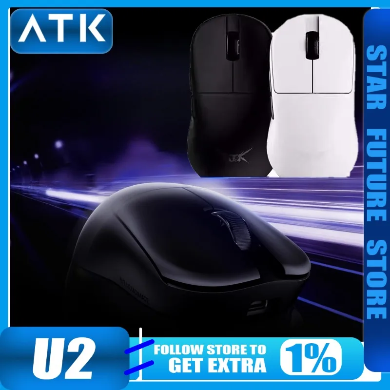 

Мышь Atk U2 Ultra Pro Plus Беспроводная мышь Bluetooth 8k Соревновательная прошивка Max E-Sports Tri Mode Легкие аксессуары для ПК