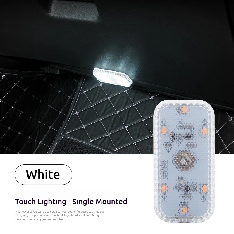 LED Square Touch Light Mini Wireless Car Interior Light Car Dome Reading Light (Door Footer Trunk Storage Box USB Charging)