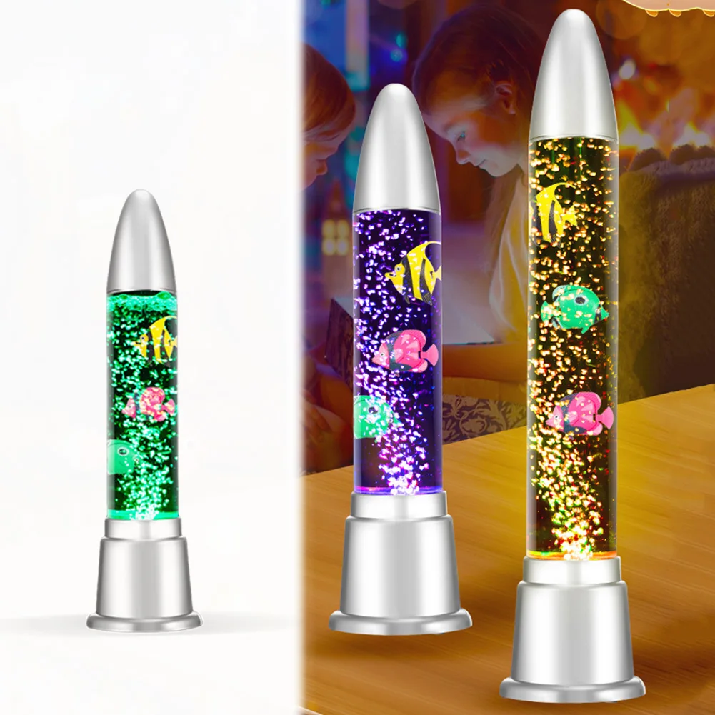 LED Bubble Fish Lamp Color Changing Multi-Color Fish Light Artificial Fish Tank Lamp for Home Desk Bedroom