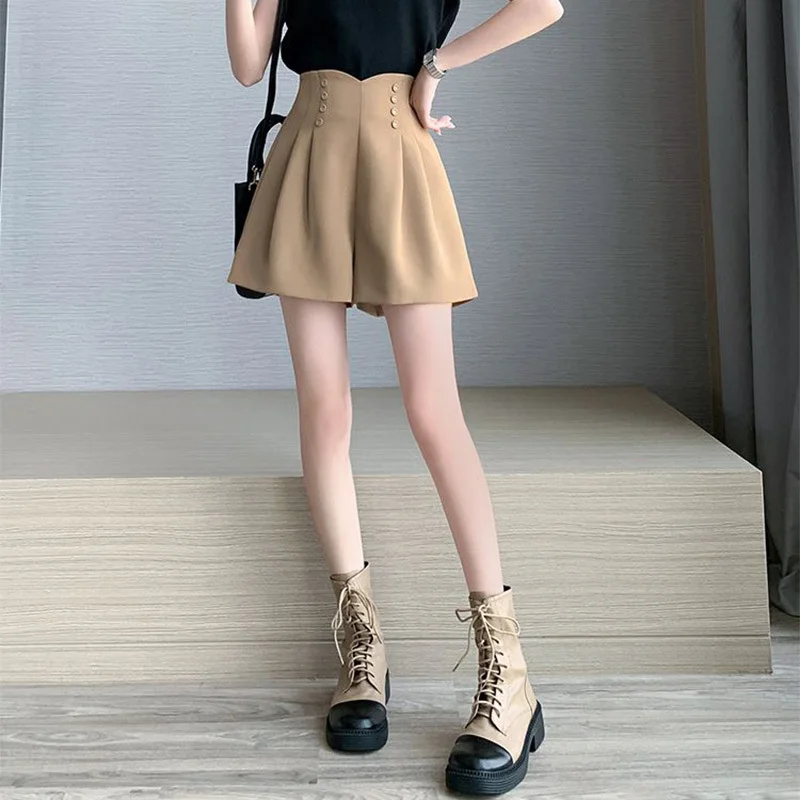 Shorts Womens Cool Girl Group Street High Waist Chain Patchwork Zipper A Line Metal Rivet Color Block Lace Up Trend Fashion