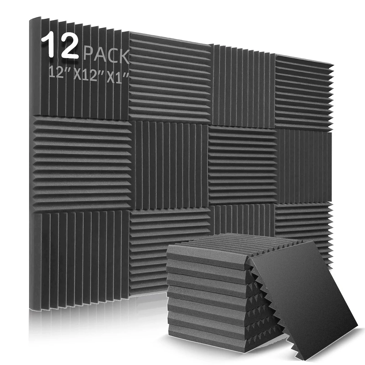 

12Pcs 12" X12"X1" Acoust Foam Panel Studio Soundproof Sponge Pad Sound-Absorbing Treatment Panel KTV Room Ceiling Wall Sticker