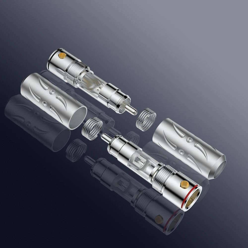 Viborg VR109R New Brand Pure Copper RCA Plug Rhodium Plated Audio Video Adapter Connectors Soldering