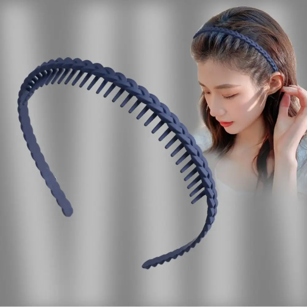 Retro Acrylic Teeth Matte Hair Hoop Solid Color Korean Style Non-slip Hairband Headband Hair Accessories Make Up