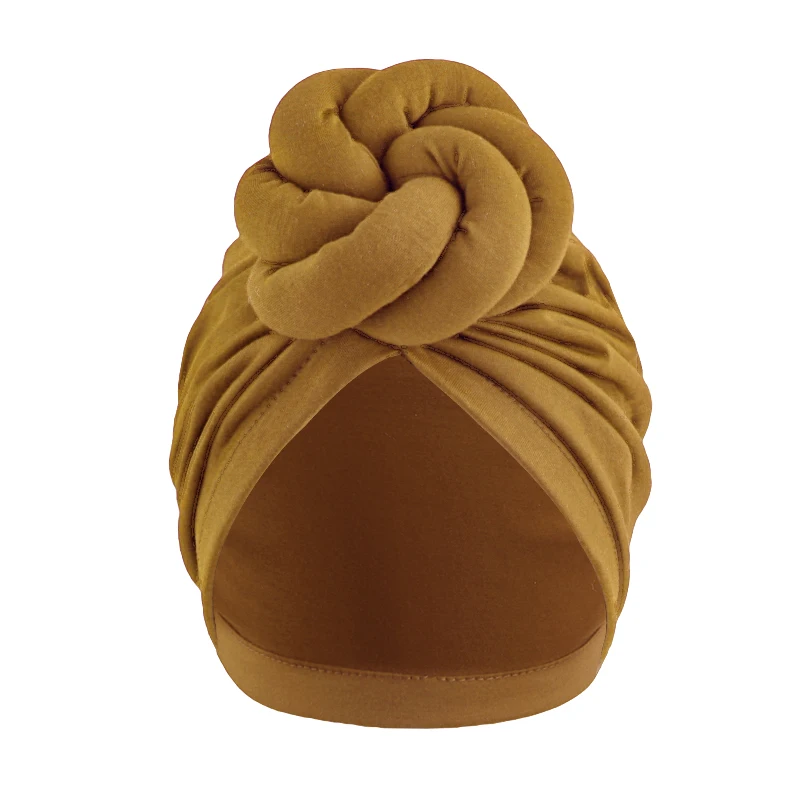 Women\'s Fashion Turbans New Large Plate Flower Knotted Turban Cotton Chemo Cap Headscarf Beanie Hat Headwear Turbante Mujer