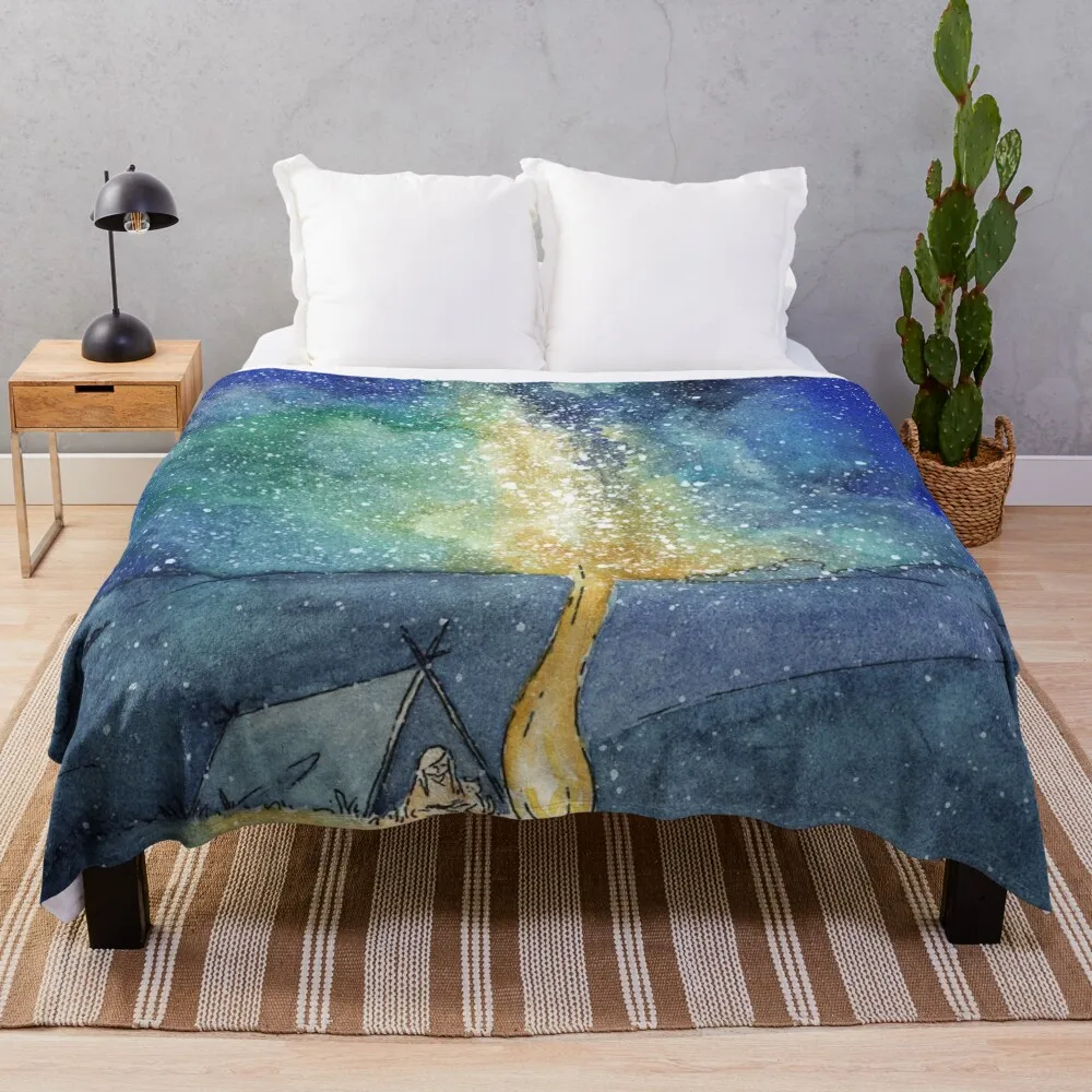 

Watercolor Night Sky Throw Blanket Beautifuls Blankets Sofas Of Decoration Picnic halloween Blankets