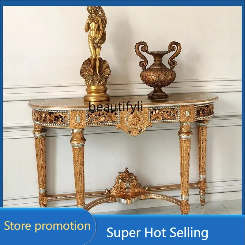 

A506 European retro pure hand-painted entrance table Entry entrance table, decorative table French style