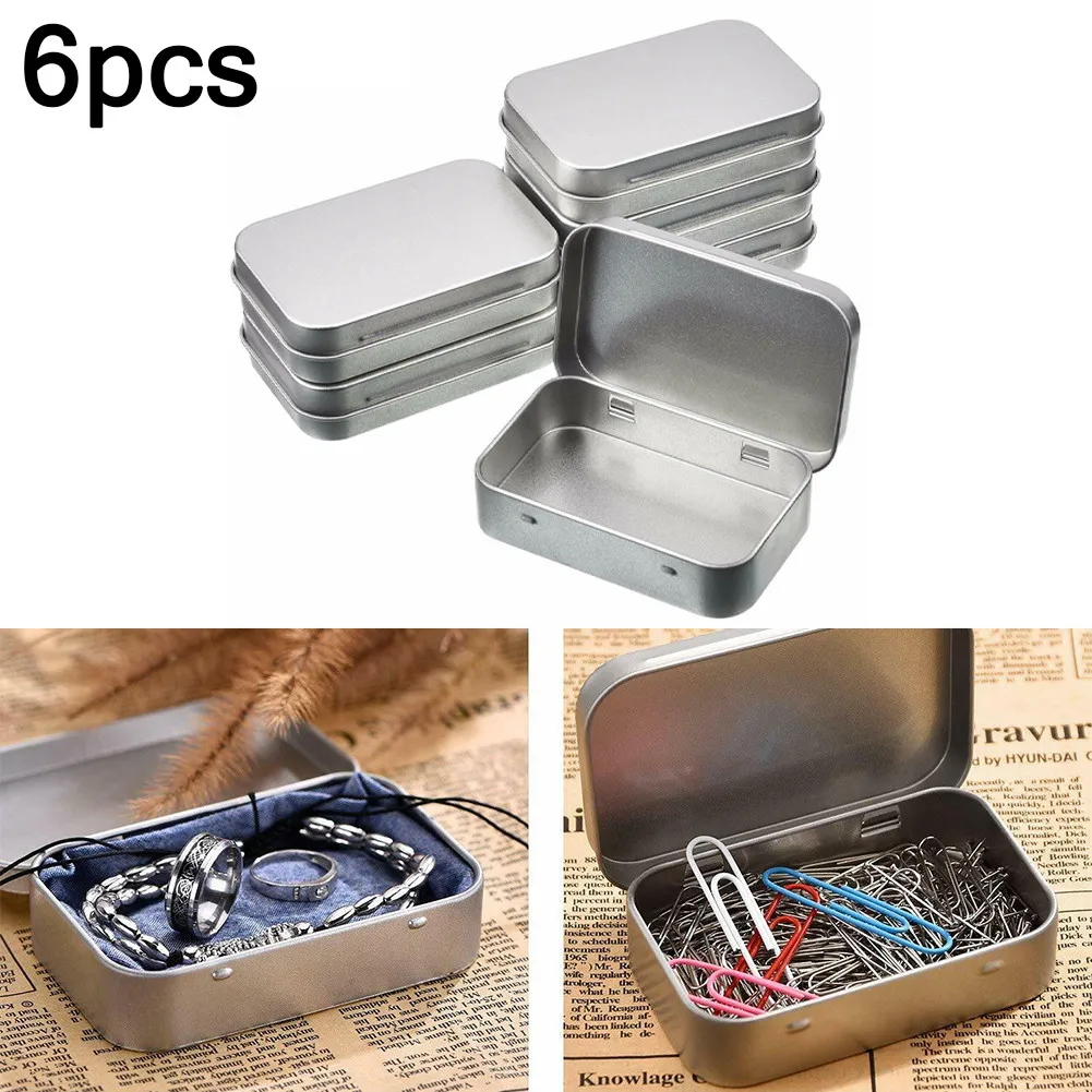 6 Pcs Mini Metal Box Tin-Plated Slide Cover Storage Box Wedding Jewelry Pill Cases Portable Boxes Container Cosmetic Organizer