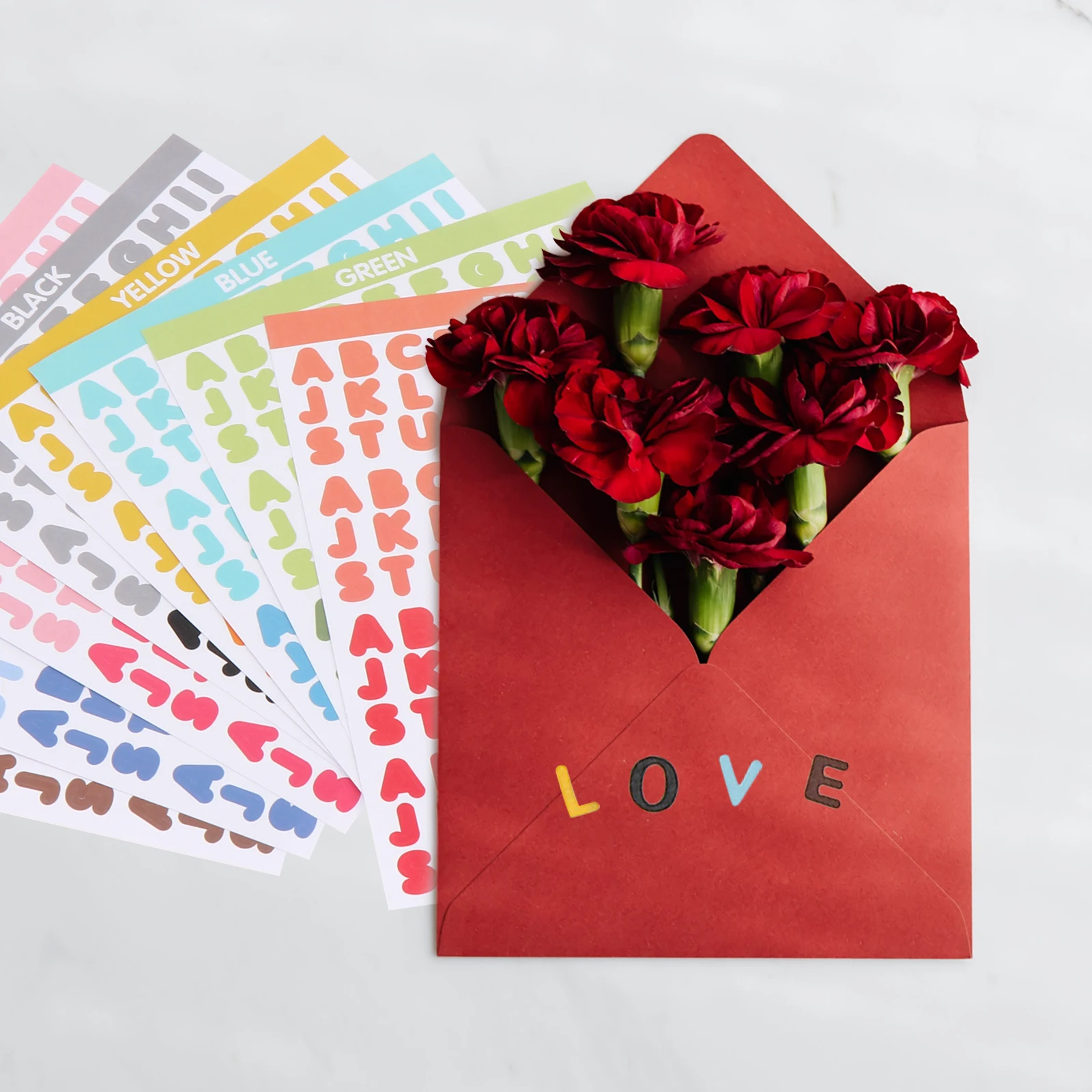 

16pcs Letter Stickers Alphabet Decals Colorful Paper Self Adhesive Scrapbook Diy Decorative Stationery Kids Envelope Gift Tags