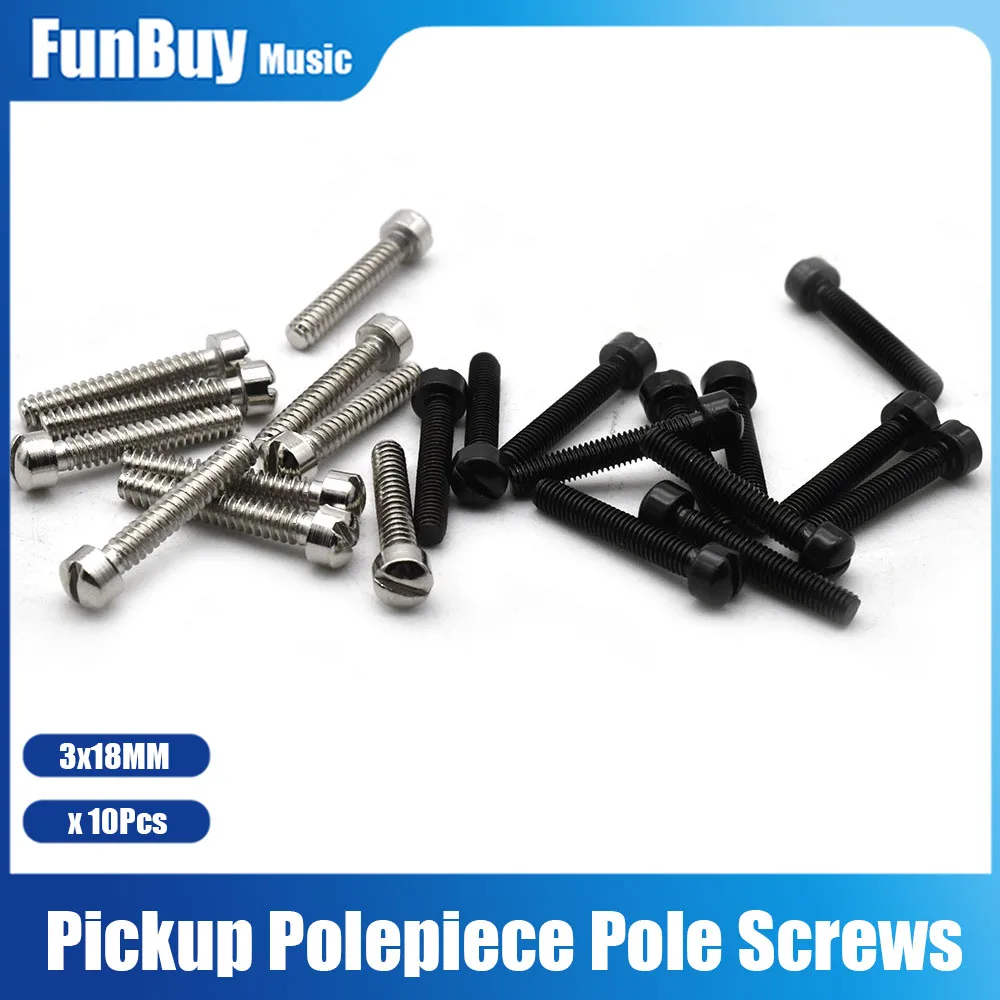 10pcs Electric Guitar Humbucker Pickup Polepiece Pole Screws Guitar Pickup Screw Rods 18mm Length 3mm Diameter