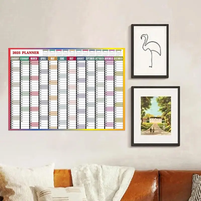 

2025 Full Year Wall Calendar 12 Month Annual Yearly Wall Planner With Stickers From Jan. 2025 To Dec. 2025 Thick Paper Home