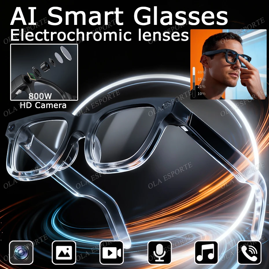 

2026 умные очки 8K AI, 8-мегапиксельная камера, электрохромные линзы, солнцезащитные очки, Bluetooth-вызов, музыкальный плеер, умные очки для мужчин и женщин, подарок