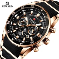 REWARD Relojes para hombre con esfera grande, marca de lujo, reloj deportivo resistente al agua, cronógrafo para hombre, reloj de cuarzo, relojes de pulsera con fecha automática