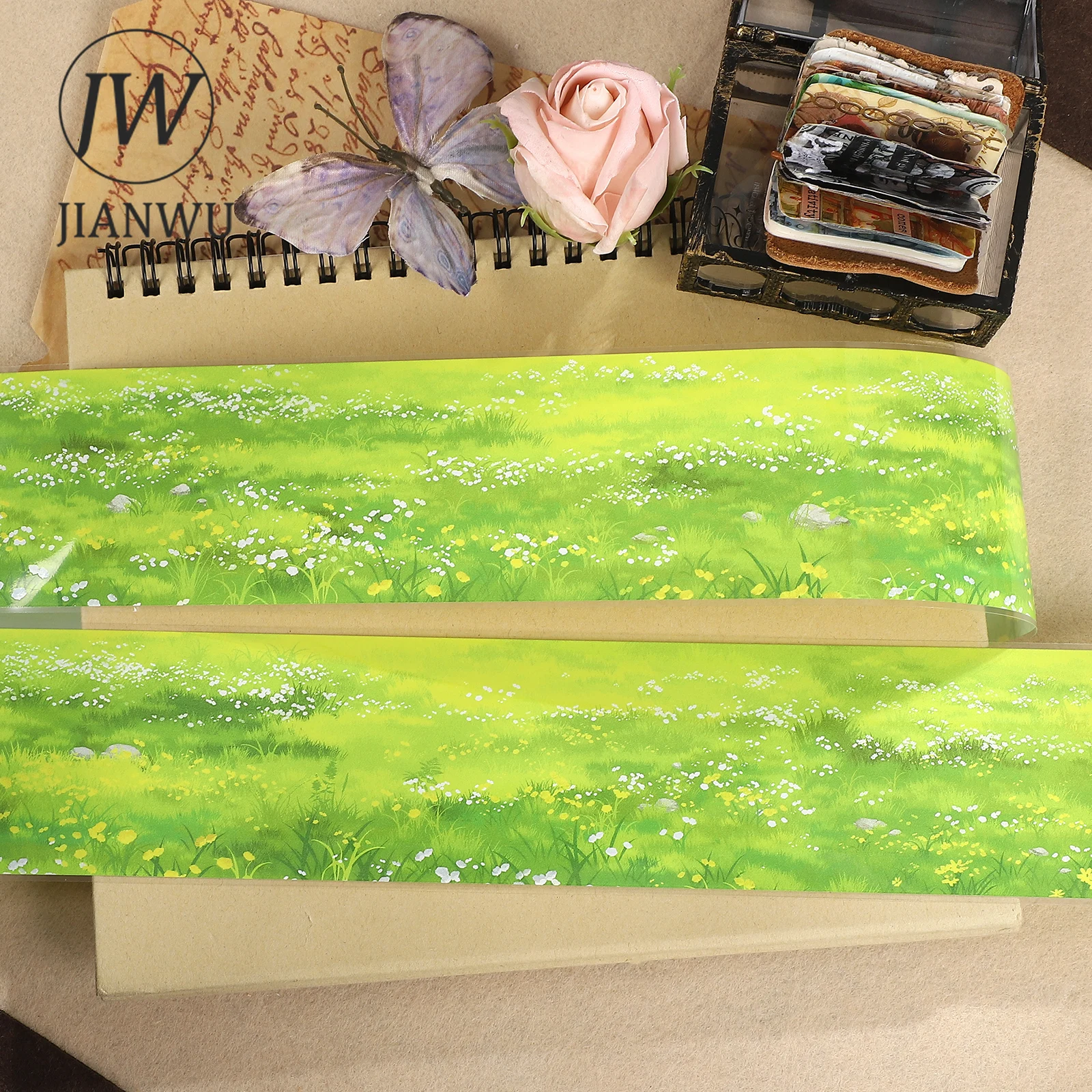 

JIANWU 60mm*5m Vintage Spring Plant Flower Landscape Material Collage Scrapbooking PET Tape Creative DIY Journal Stationery