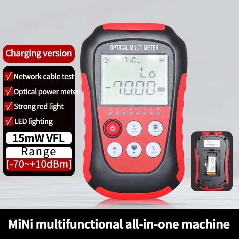 

YOUYSI 2024 New 4 in 1 Li-Po OPM Handheld Mini Fiber Optical Power Meter Fiber Optical Cable Tester -70+10 or -50+30