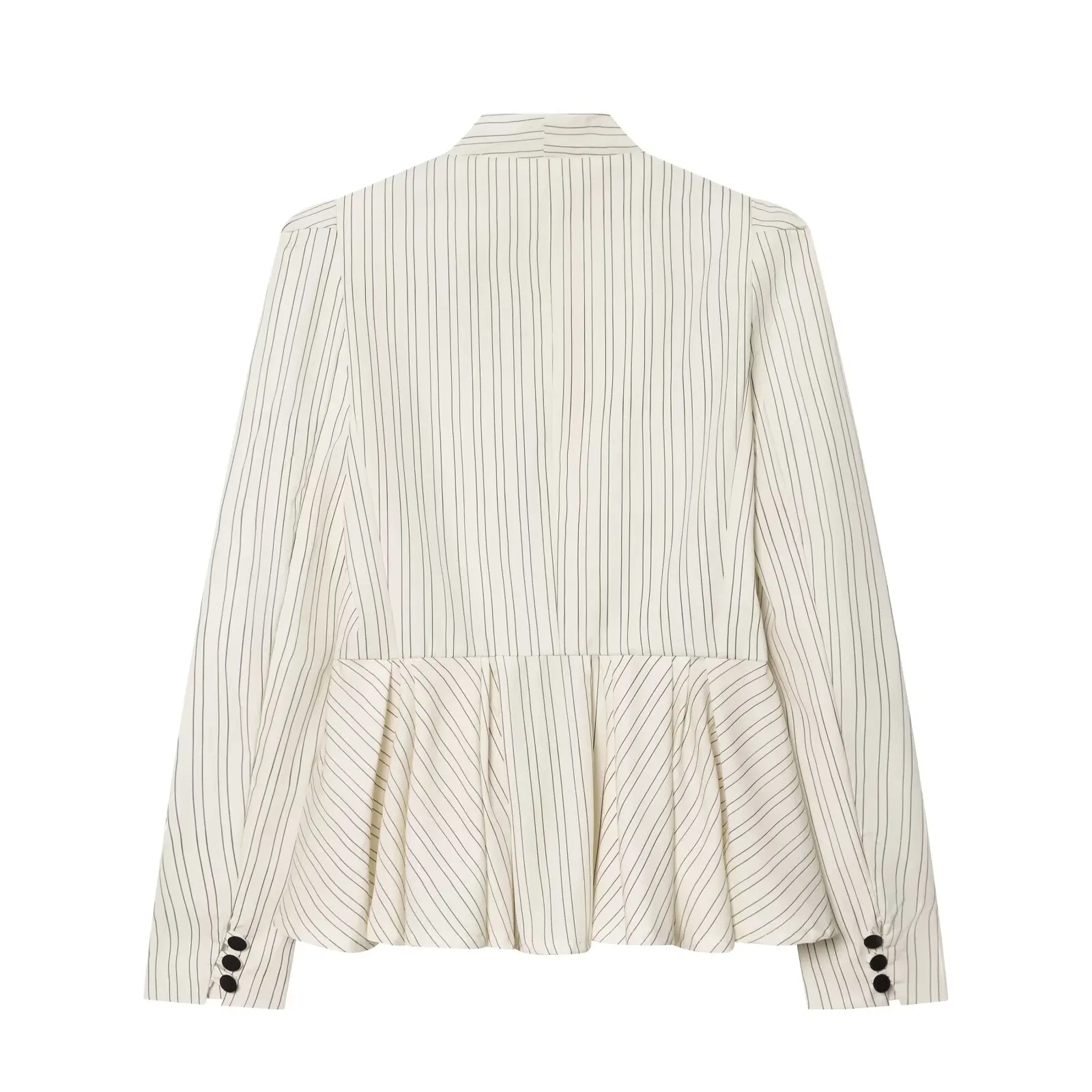 Willshela Women Fashion Striped Pleated Single Breasted Blazer Vintage V-Neck Long Sleeves Female Chic Lady Outfits