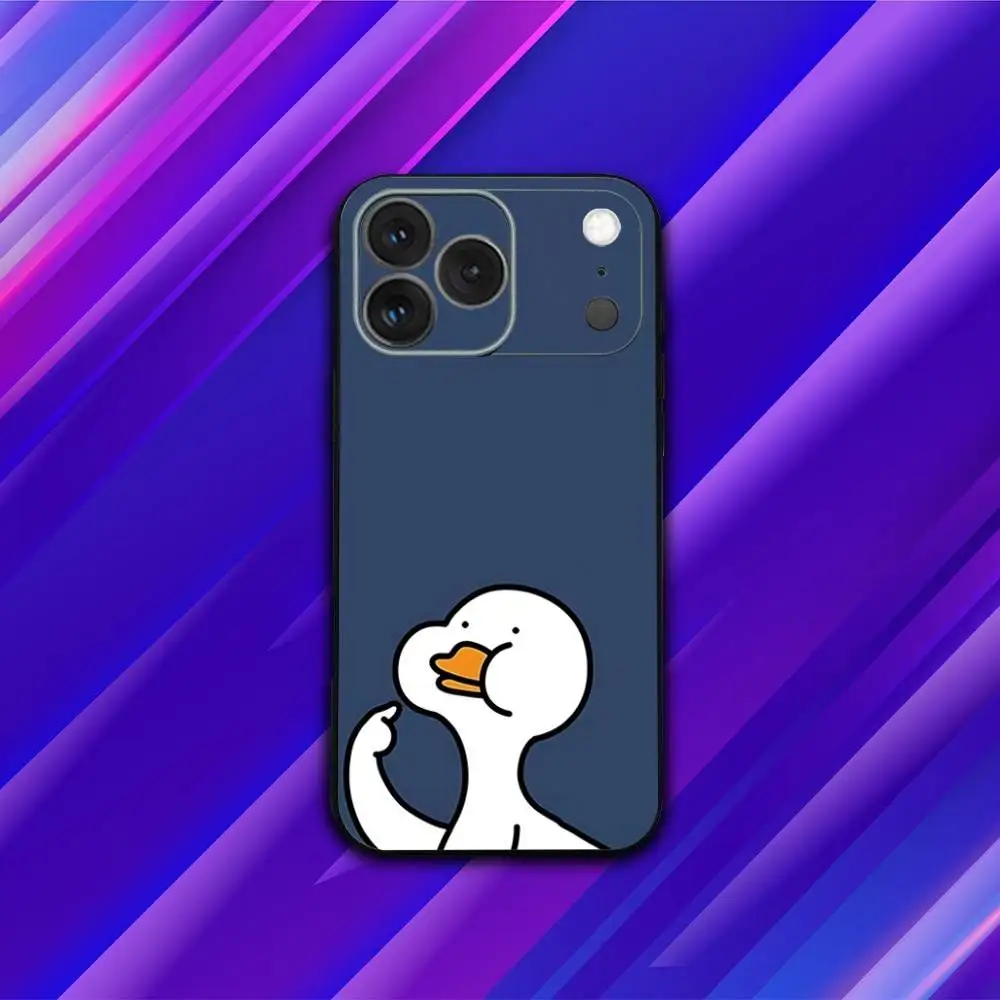 حافظة هاتف D-Duck Cartoon G-Goose لهاتف iPhone 17,16,15,14,13,12,11,Pro,Max,Plus,X,XS,SE4,E,Mini,Soft Black Case